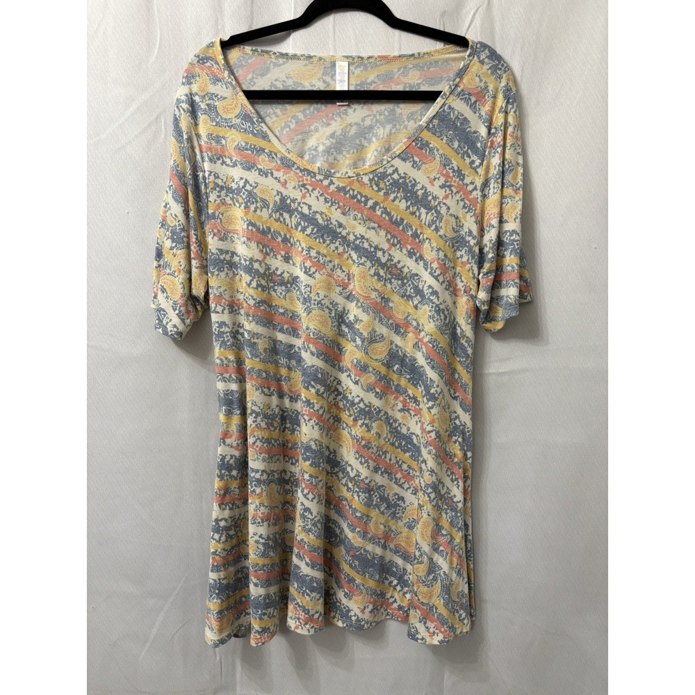 LulaRoe Top Size XL Short Sleeve Pullover Tunic Multicolor